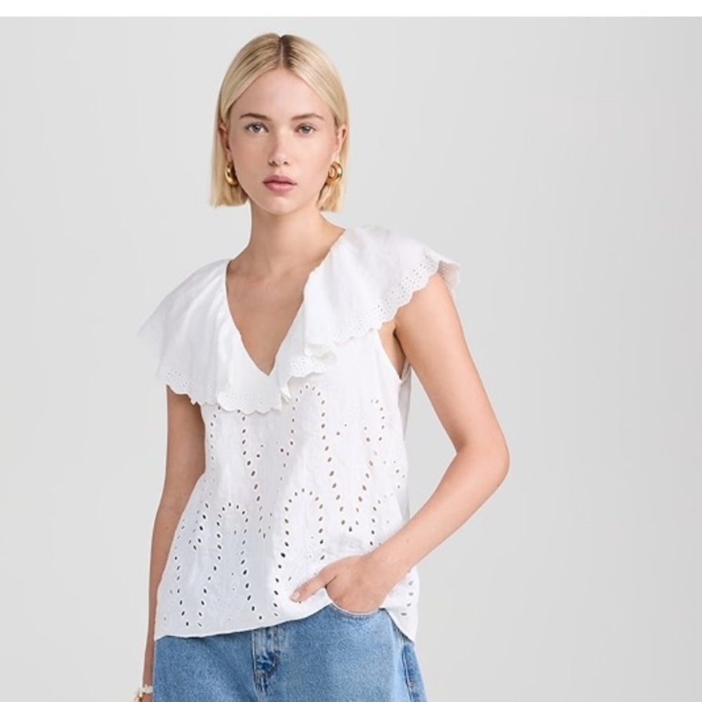 New AYR White Eyelet Blouse size L